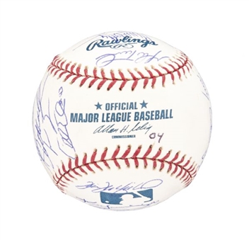 2004 Boston Red Sox World Champions Team Signed Baseball with 26 Signatures Including Pedro, Schilling and Ortiz 